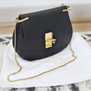 Chloe Small Drew Black Leather Shoulder Bag